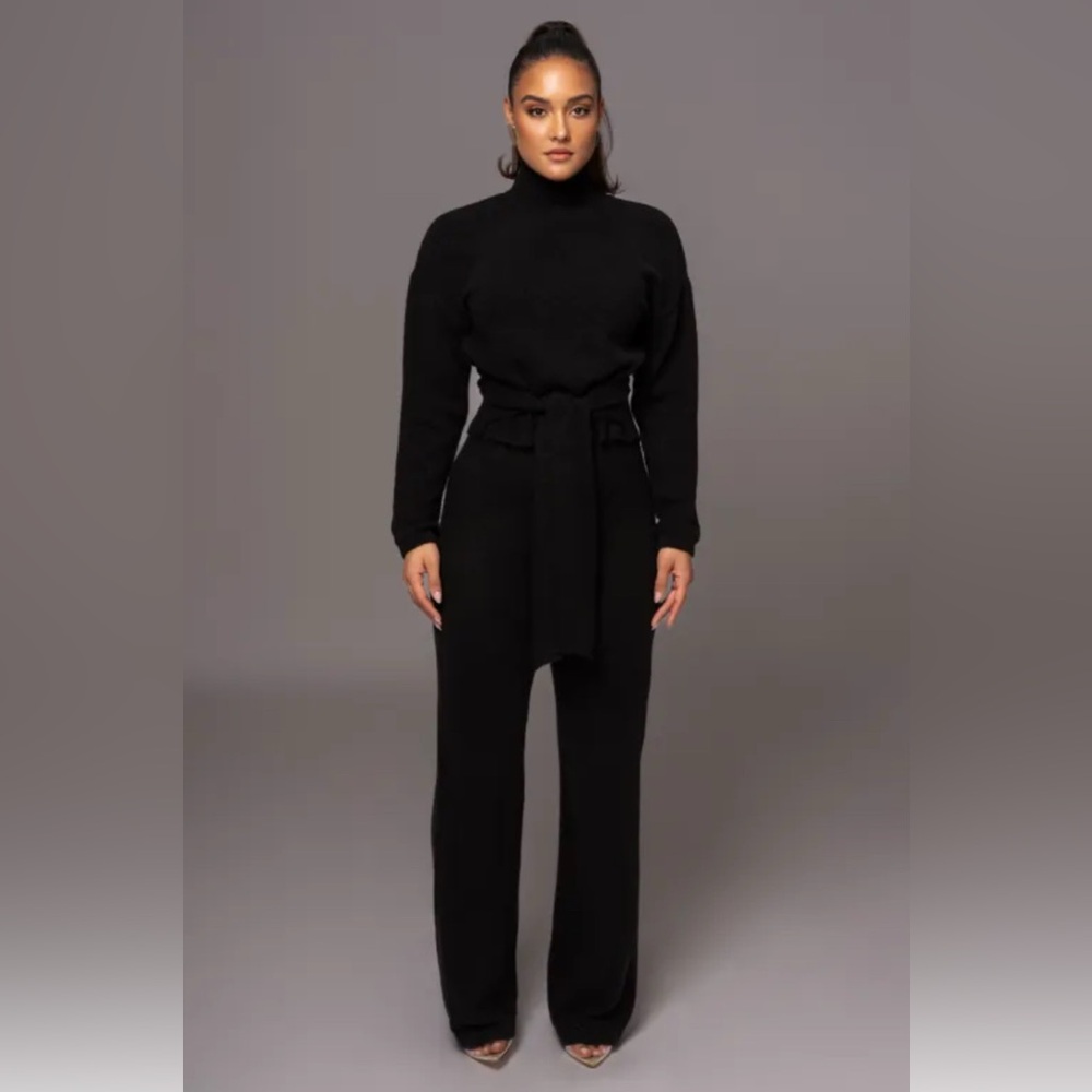 JLUXLABEL 	Black Ivy Sweater Knit Pant Set - XL